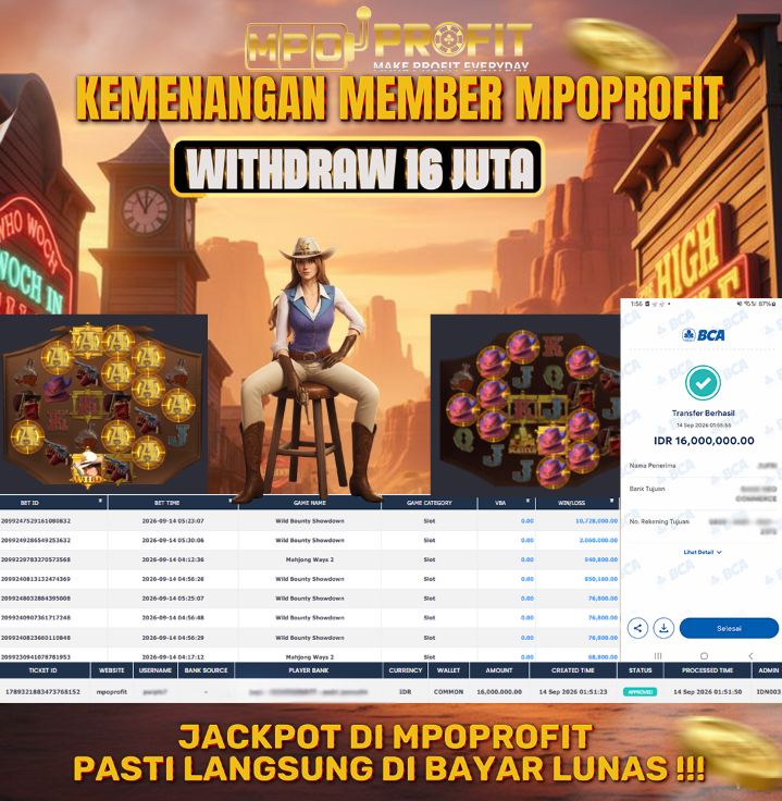 MPOPROFIT JACKPOT PGSOFT! KEMENANGAN MURNI DI (WILD BOUNTY SHOWDOWN TOTAL 16.000.000,- LUNAS)
